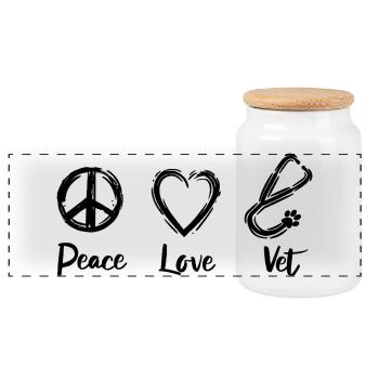 Vet Love - Panoramic Cookie Jar with Wooden Lid - white - Front