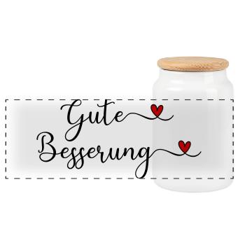 Gute Besserung - Panorama Keksdose mit Holzdeckel - Weiß - Vorne
