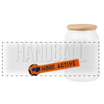 Handball Active Mode - Panoramic Cookie Jar with Wooden Lid - white - Front