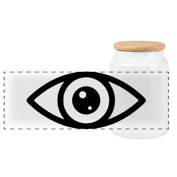 Eye Silhouette - Panoramic Cookie Jar with Wooden Lid - white - Front
