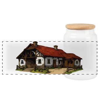 Ferme rustique - Boîte à biscuits avec couvercle en bois - blanc - Devant