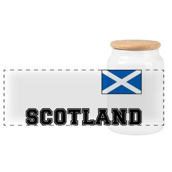 Schottland Trikot Look - SCOTLAND mit Flagge Fahne - Panorama Keksdose mit Holzdeckel - Weiß - Vorne