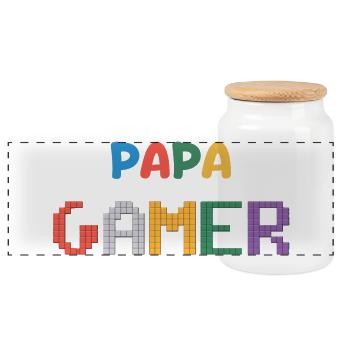 Gamer Dad - Panoramic Cookie Jar with Wooden Lid - white - Front