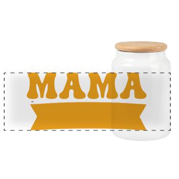 Mom Banner Retro Mother's Day Best Mom - Panoramic Cookie Jar with Wooden Lid - white - Front