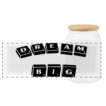 Tiles typographiques Dream Big Bold - Boîte à biscuits avec couvercle en bois - blanc - Devant