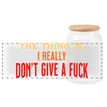 Zero Fucks Quote - Boîte à biscuits avec couvercle en bois - blanc - Devant