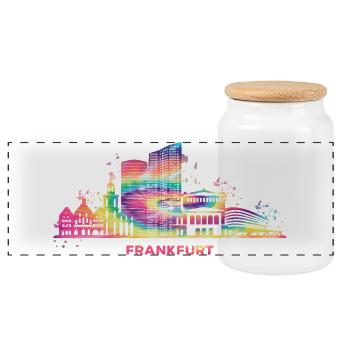 Skyline de Francfort Paysage urbain coloré Francfort - Boîte à biscuits avec couvercle en bois - blanc - Devant