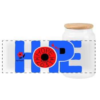 Hope Hoffnung - Panoramic Cookie Jar with Wooden Lid - white - Front
