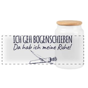 Bogenschießen Da hab ich meine Ruhe - Bogensport - Panorama Keksdose mit Holzdeckel - Weiß - Vorne