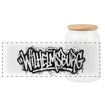 Journée du Hip Hop Graffiti à Hambourg à Wilhelmsburg - Boîte à biscuits avec couvercle en bois - blanc - Devant