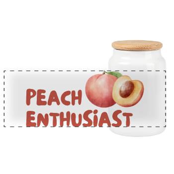 Pfirsich Enthusiast Design - Panorama Keksdose mit Holzdeckel - Weiß - Vorne