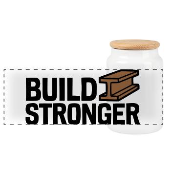 Build Stronger Logo - Panorama Keksdose mit Holzdeckel - Weiß - Vorne