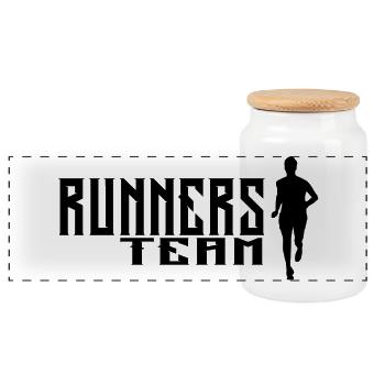 Runners Team - Panoramic Cookie Jar with Wooden Lid - white - Front