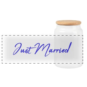ICH HABE GERADE GEHEIRATET. Junggesellinnenabschied. HEILIGER VALENTINSTAG. PAAR - Panorama Keksdose mit Holzdeckel - Weiß - Vorne