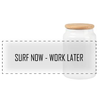 Surf Now - Panorama Keksdose mit Holzdeckel - Weiß - Vorne