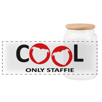 Cool Staffie - 039 - Panorama Keksdose mit Holzdeckel - Weiß - Vorne