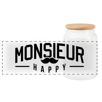 Monsieur-Happy - Boîte à biscuits avec couvercle en bois - blanc - Devant