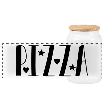 Einfach Pizza - Panorama Keksdose mit Holzdeckel - Weiß - Vorne