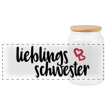 Lieblingsschwester - Panorama Keksdose mit Holzdeckel - Weiß - Vorne