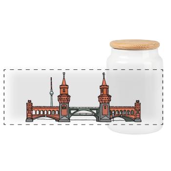 Oberbaumbrücke à BERLIN c - Boîte à biscuits avec couvercle en bois - blanc - Devant