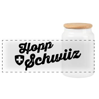 Hoppschwiiz SW - Panoramic Cookie Jar with Wooden Lid - white - Front