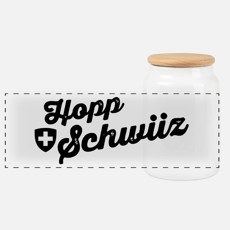 Hoppschwiiz SW - Boîte à biscuits avec couvercle en bois - blanc