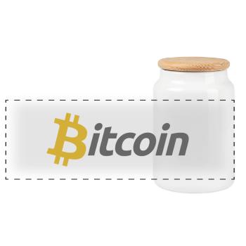 Bitcoin - Panorama Keksdose mit Holzdeckel - Weiß - Vorne