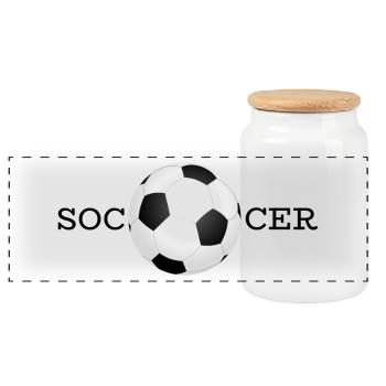 Soccer Fussball - Panorama Keksdose mit Holzdeckel - Weiß - Vorne