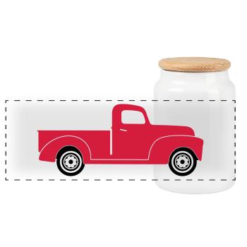 Pick-up Truck - Panorama Keksdose mit Holzdeckel - Weiß - Vorne