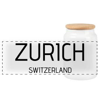 Zurich - Panoramic Cookie Jar with Wooden Lid - white - Front