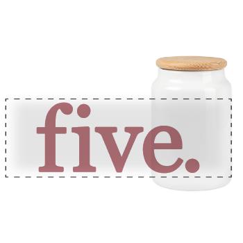 Five - 5 Years Old Birthday, 5 Year Anniversary - Panoramic Cookie Jar with Wooden Lid - white - Front