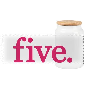 Five - 5 Years Old Birthday, 5 Year Anniversary - Panoramic Cookie Jar with Wooden Lid - white - Front