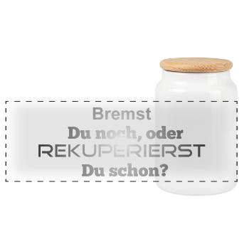 Are you still braking or recovering? - Panoramic Cookie Jar with Wooden Lid - white - Front