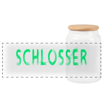 Schlosser Handwerker Design - Panorama Keksdose mit Holzdeckel - Weiß - Vorne