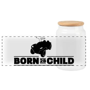 Born 2B Child - Bobbycar - Panorama Keksdose mit Holzdeckel - Weiß - Vorne