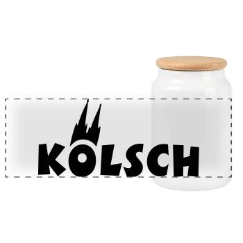 Köln Kölsch Kölner Dom - Panorama Keksdose mit Holzdeckel - Weiß - Vorne