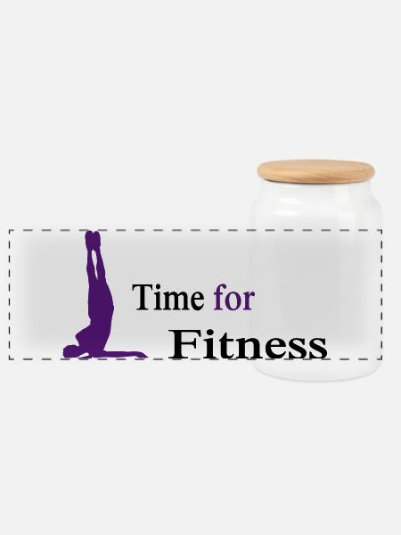 fitness - Panoramic Cookie Jar with Wooden Lid - white
