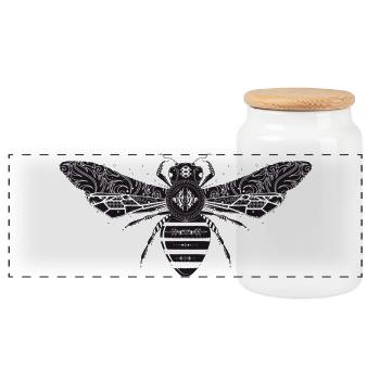 abeille artistiquement conçue - Boîte à biscuits avec couvercle en bois - blanc - Devant