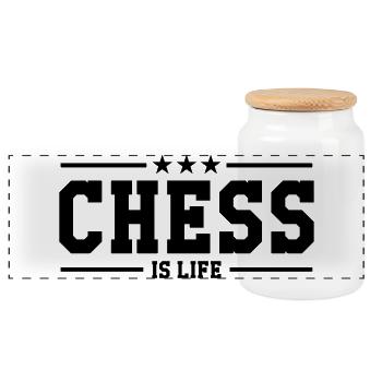 Chess is life - Boîte à biscuits avec couvercle en bois - blanc - Devant
