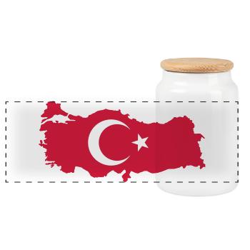 Türkei Landkarte Fahne - Panorama Keksdose mit Holzdeckel - Weiß - Vorne
