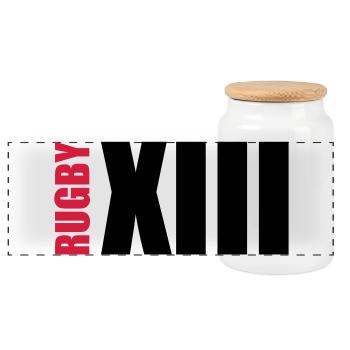 Rugby XIII - Boîte à biscuits avec couvercle en bois - blanc - Devant