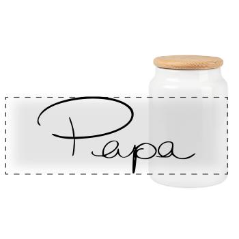 Papa - Boîte à biscuits avec couvercle en bois - blanc - Devant