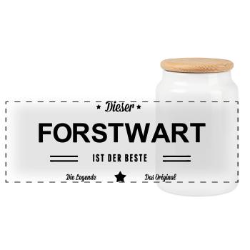 Bester Forstwart - Panorama Keksdose mit Holzdeckel - Weiß - Vorne