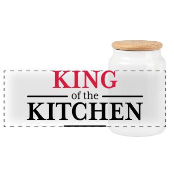 King of the Kitchen - Panoramic Cookie Jar with Wooden Lid - white - Front