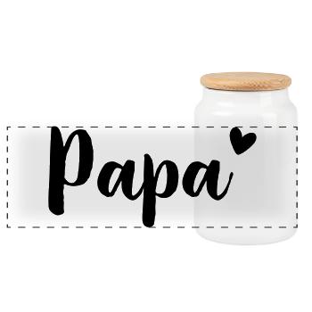Papa Herz - Geschenkidee - Vatertag Geburtstag - Panorama Keksdose mit Holzdeckel - Weiß - Vorne