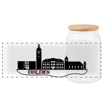 Skyline experience - Panoramic Cookie Jar with Wooden Lid - white - Front