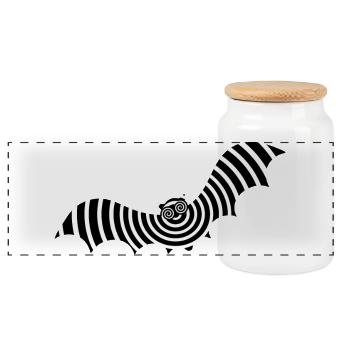 Bat Optical Illusion Illusion Halloween - Panoramic Cookie Jar with Wooden Lid - white - Front