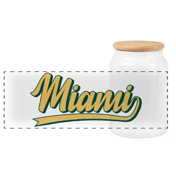 Miami Retro Schrift Flair - Panorama Keksdose mit Holzdeckel - Weiß - Vorne