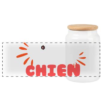 Maman Chien Pattes Joyeuses - Boîte à biscuits avec couvercle en bois - blanc - Devant