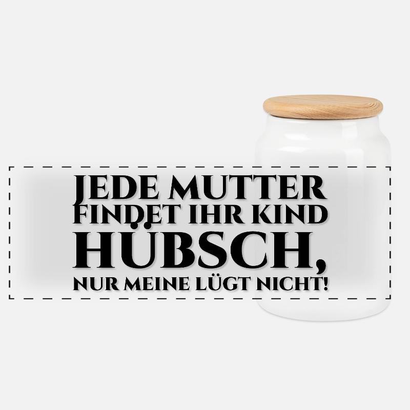 Jede Mutter findet ihr Kind hübsch - black - Panorama Keksdose mit Holzdeckel - Weiß